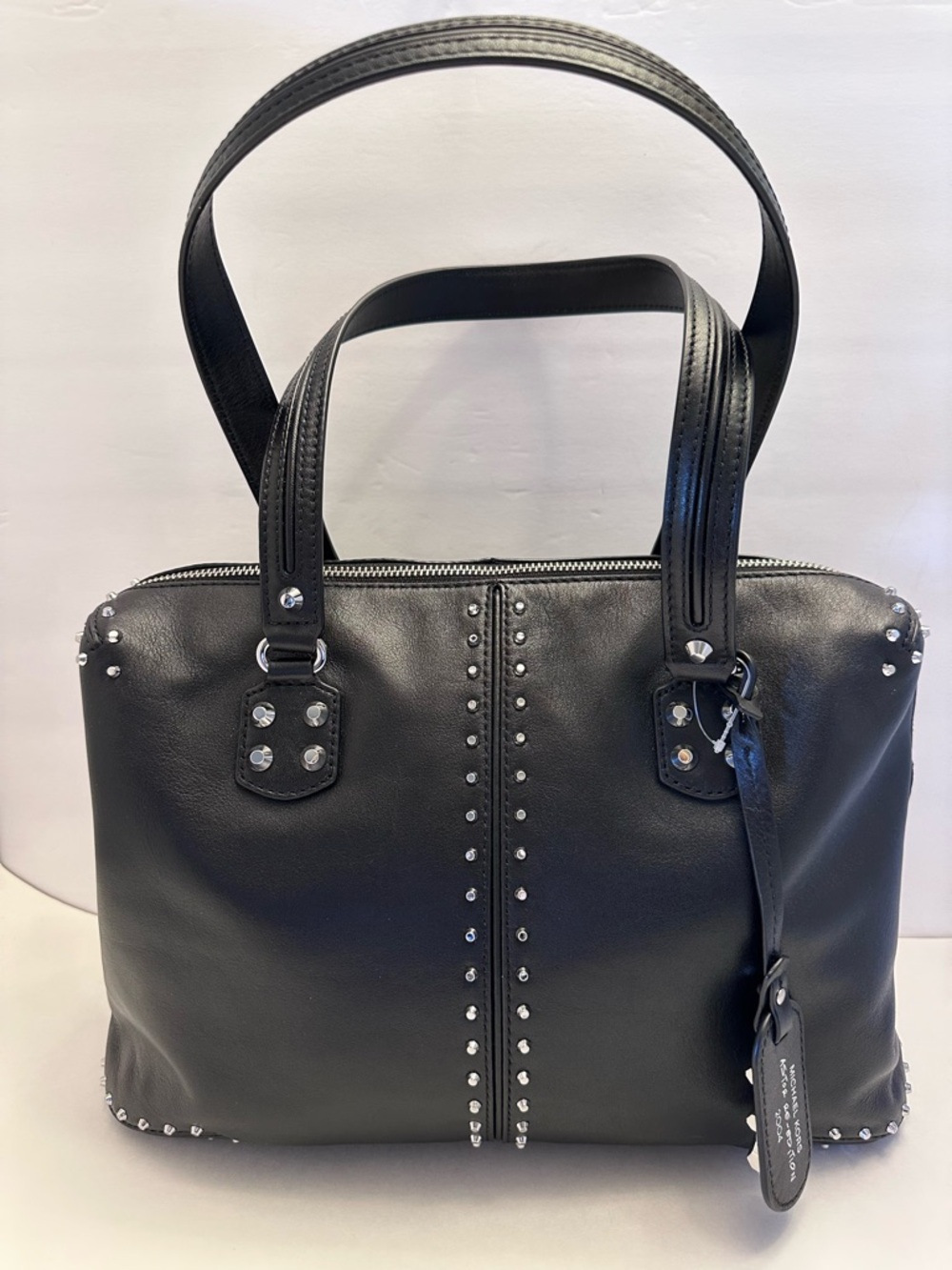 Michael Kors Collection Black Studded Leather Shoulder Bag